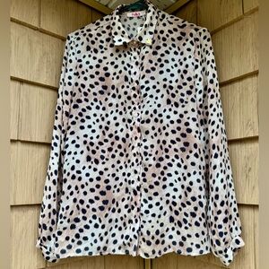 Blugirl Folies Leopard Print Semi-Sheer Blouse, NWT size 40